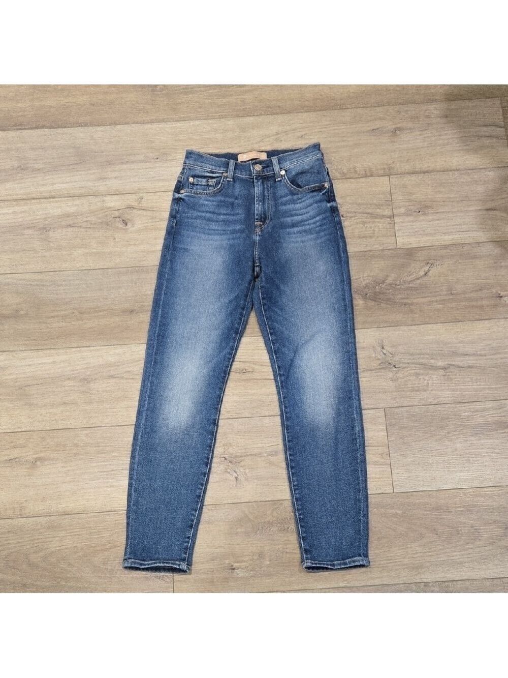7 For All Mankind Luxe Vintage Medium Blue Skinny/Straight Jeans